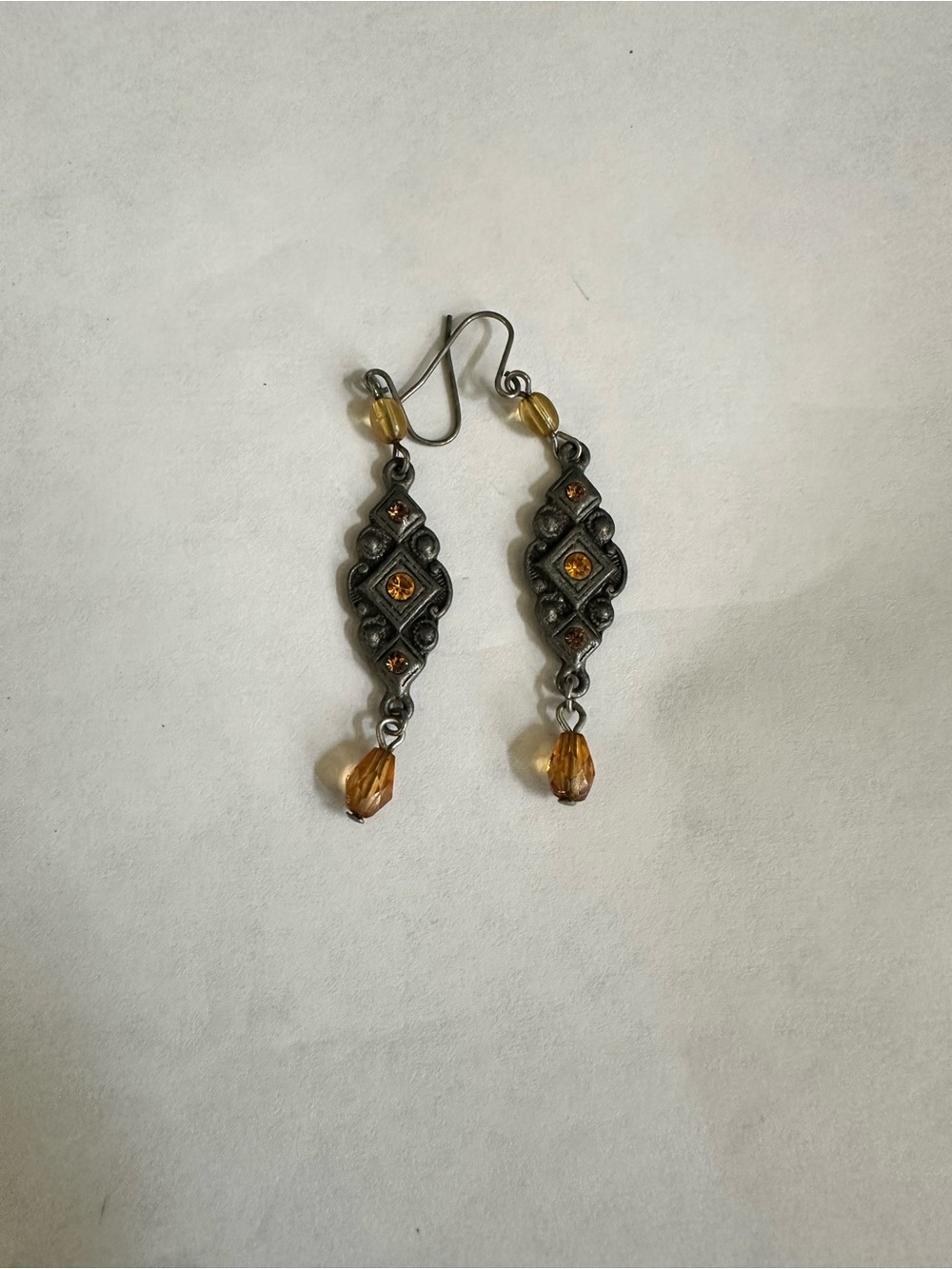 Elegant Amber Crystal Drop Earrings - Women Jewelry
